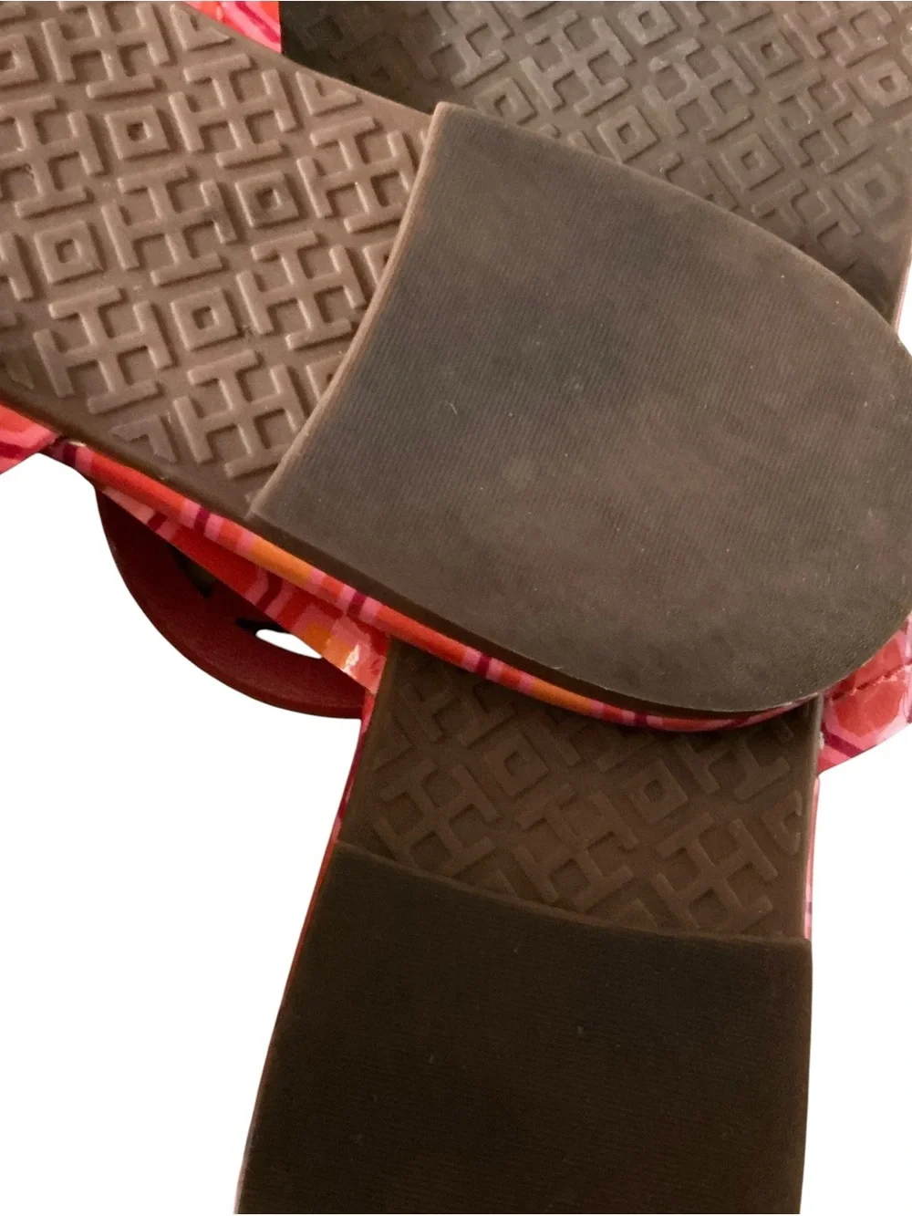 Tory Burch Miller sandals orange coral pink octagon flip flop size 9.5 RARE